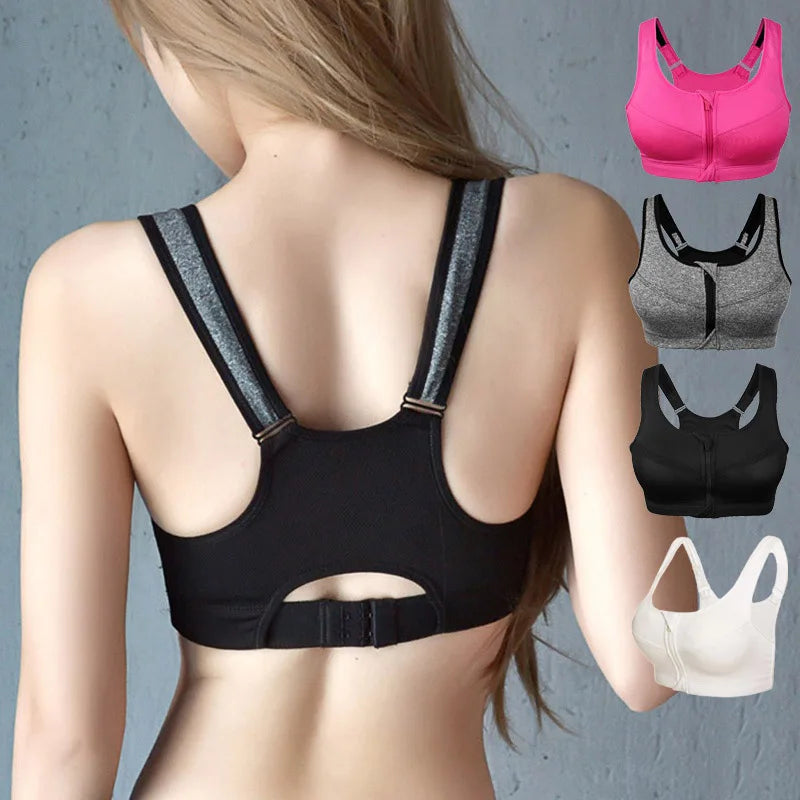 YOGA BREATHABLE FITNESS ZIPPER BRA