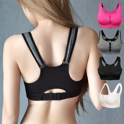 YOGA BREATHABLE FITNESS ZIPPER BRA