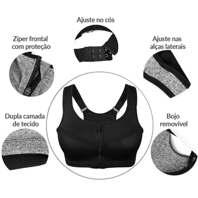 YOGA BREATHABLE FITNESS ZIPPER BRA