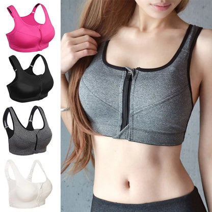 YOGA BREATHABLE FITNESS ZIPPER BRA