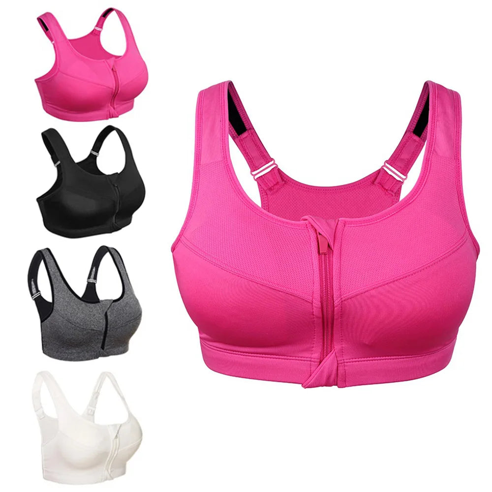 YOGA BREATHABLE FITNESS ZIPPER BRA
