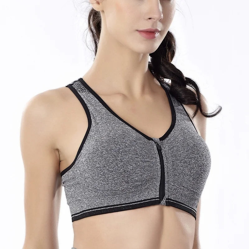 SHOCKPROOF ZIPPER PADDED FITNESS BRA