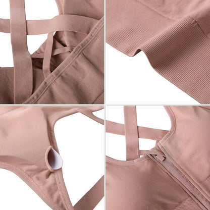 Women Front Zipper Fitness Sports Bra