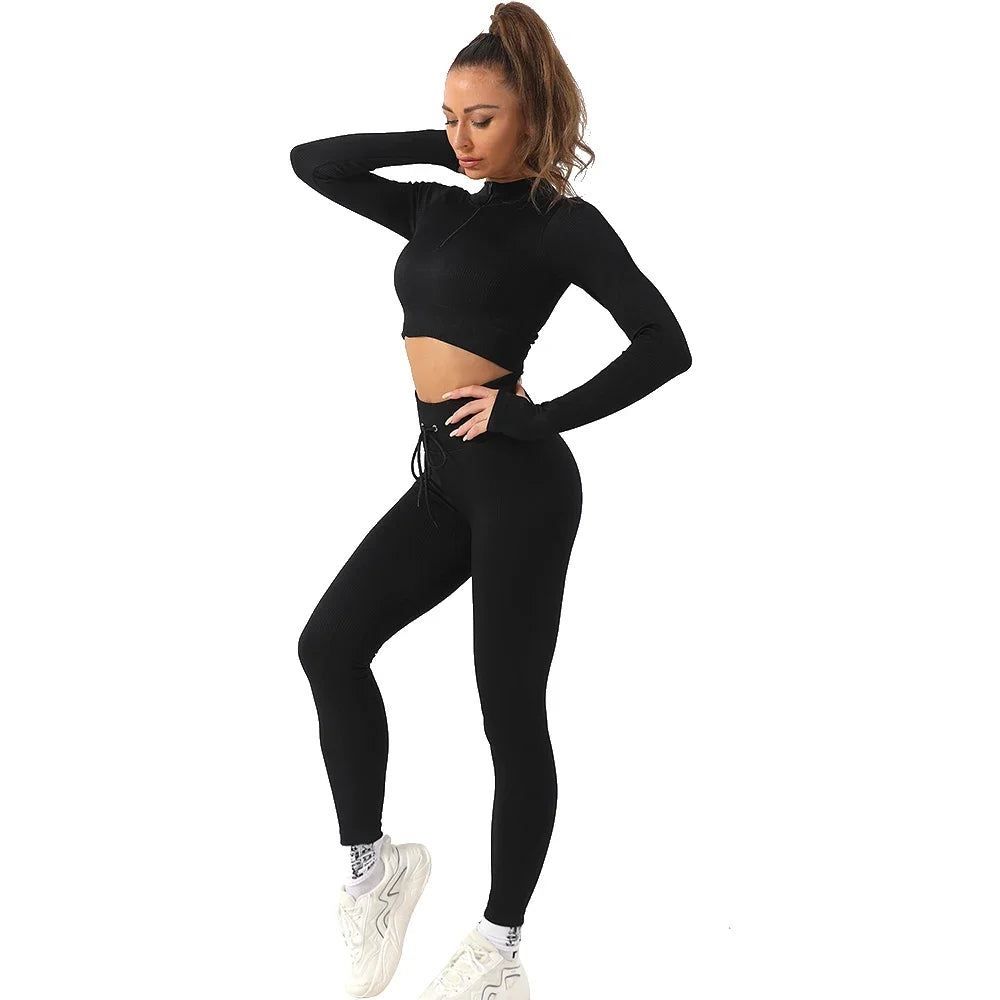 SEAMLESS YOGA WOMEN GYM CLOTHING SET