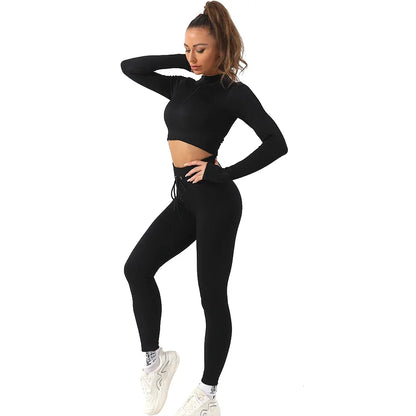 SEAMLESS YOGA WOMEN GYM CLOTHING SET