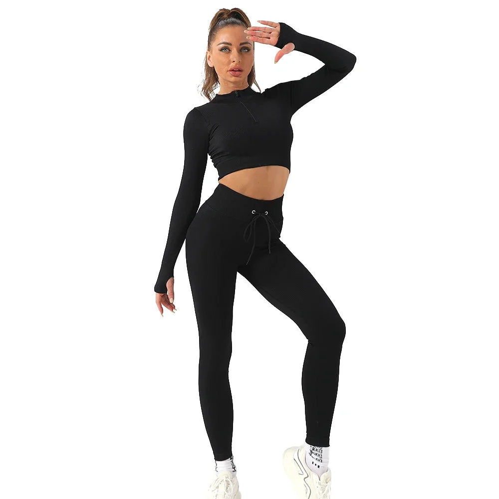 SEAMLESS YOGA WOMEN GYM CLOTHING SET