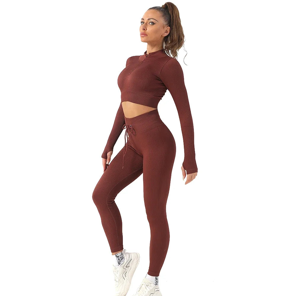 SEAMLESS YOGA WOMEN GYM CLOTHING SET